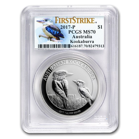 2017 Australia 1 oz Silver Kookaburra MS-70 PCGS (FS, Kook Label) 2017 Australia 1 oz Silver Kookaburra MS-70 PCGS (FS, Kook Label)